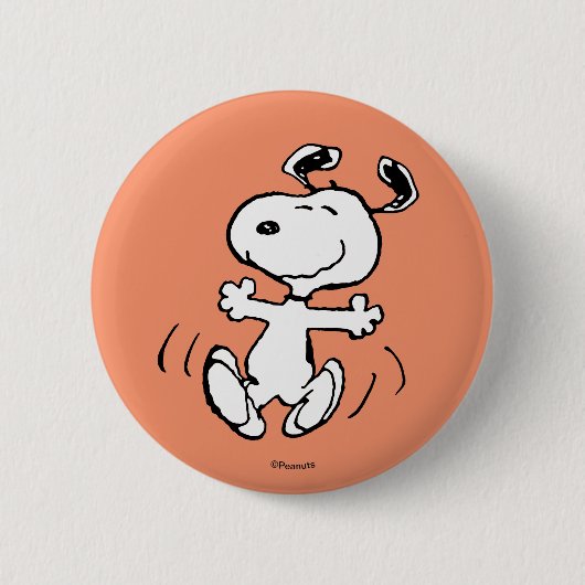 pinda's | Een Snoopy Happy Dance Ronde Button 5,7 Cm (Voorkant)