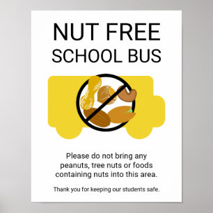 Pinda's en boomstammen zonder gratis schoolbus poster
