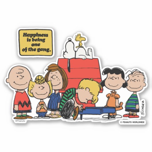 pinda's | Geluk is één van de bende zijn Sticker (Voorkant)