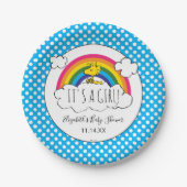 pinda's | Het is een meisje Baby shower Papieren Bordje (Voorkant)