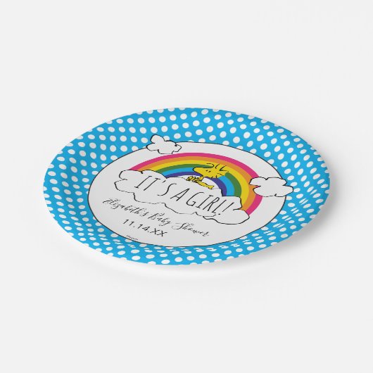 pinda's | Het is een meisje Baby shower Papieren Bordje (Gekanteld)