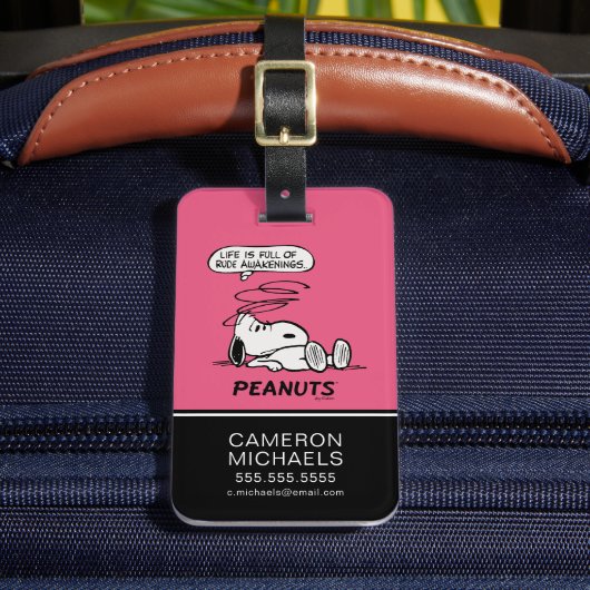 pinda's | Het leven zit vol met onbeleefde ontwake Bagagelabel (Voorkant Insitu 2)