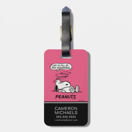 pinda's | Het leven zit vol met onbeleefde ontwake Bagagelabel (Achterkant verticaal)