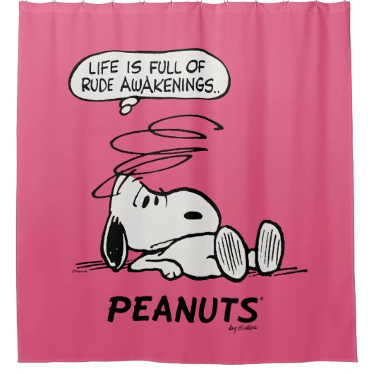 pinda's | Het leven zit vol met onbeleefde ontwake Douchegordijn (Voorkant)