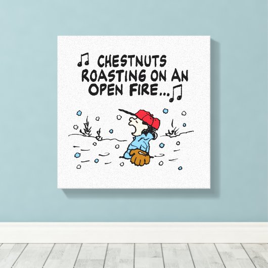 pinda's | Het roosteren van de kastanjes van Lucy Canvas Afdruk (Insitu (Houten vloer))