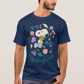 Pinda's in bloei | Snoopy & Woodstock Bloemknuffel T-shirt (Voorkant)
