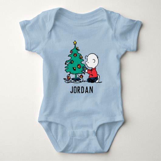 pinda's | Kerst Charlie Brown | Jouw namen toevoeg Romper (Voorkant)