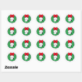 Pinda's | Kerstkrans en strik van Snoopy Ronde Sticker (Vel)