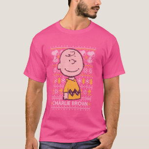 Pinda's Kerstmis Charlie Brown gebreid patroon T-shirt