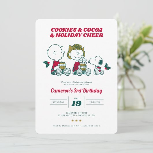 pinda's | Koekjes en cacao - uitnodiging voor de g (Staand voorkant)