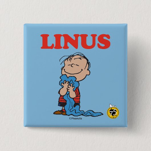pinda's | Linus Blanket Smile Vierkante Button 5,1 Cm (Voorkant)