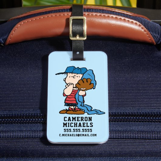 pinda's | Linus in zijn honkbaluitrusting Bagagelabel (Voorkant Insitu 2)