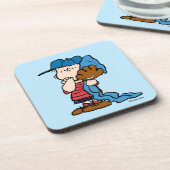 pinda's | Linus in zijn honkbaluitrusting Bier Onderzetter (Linkerzijde)