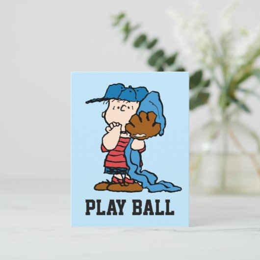 pinda's | Linus in zijn honkbaluitrusting Briefkaart (Staand voorkant)