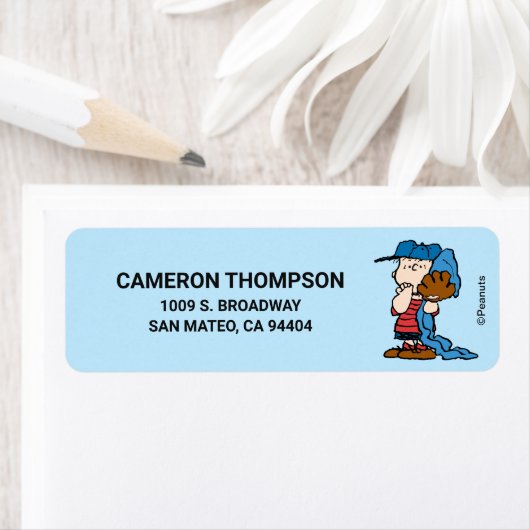 pinda's | Linus in zijn honkbaluitrusting Etiket (Insitu)