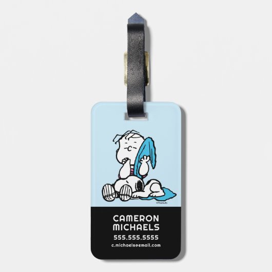 pinda's | Linus & Snoopy Bagagelabel (Achterkant verticaal)