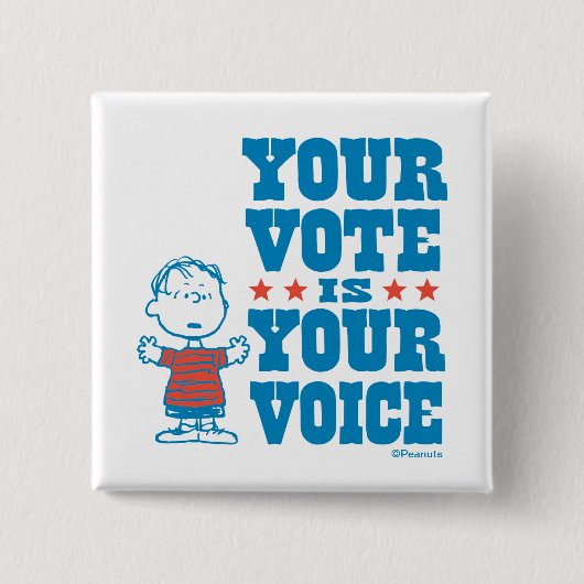 pinda's | Linus - Uw stem is uw keuze Vierkante Button 5,1 Cm (Voorkant)