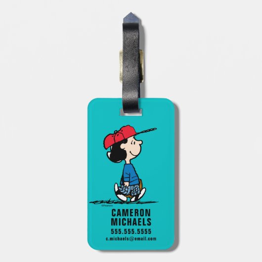 pinda's | Lucy die honkbal speelt Bagagelabel (Achterkant verticaal)