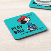 pinda's | Lucy die honkbal speelt Bier Onderzetter (Linkerzijde)