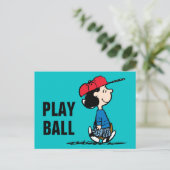 pinda's | Lucy die honkbal speelt Briefkaart (Staand voorkant)