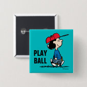 pinda's | Lucy die honkbal speelt Vierkante Button 5,1 Cm (Voorkant /achterkant)