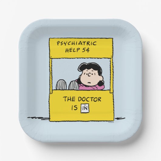 pinda's | Lucy en de dokter zijn in Papieren Bordje (Voorkant)