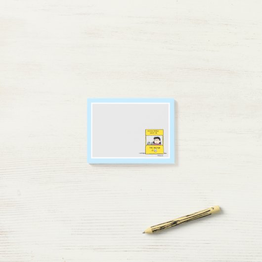 pinda's | Lucy en de dokter zijn in Post-it® Notes (Op bureau)