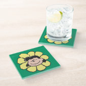 pinda's | Lucy Flower Glazen Onderzetter (Schuin)