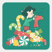 pinda's | Lucy hoe meer de Merrier Vierkante Sticker (Voorkant)