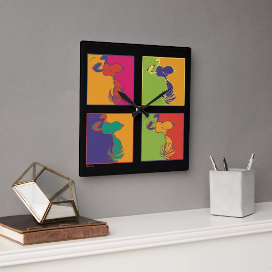 pinda's | Moderne Pop Art Snoopy Vierkante Klok (Kantoor)