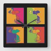 pinda's | Moderne Pop Art Snoopy Vierkante Klok (Voorkant)