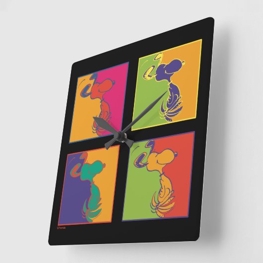 pinda's | Moderne Pop Art Snoopy Vierkante Klok (Hoek)