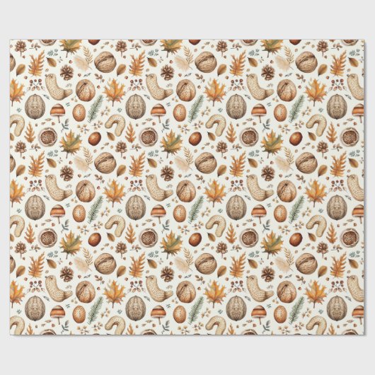 Pinda's Noten en Walnoten Vallen Bladeren Thanksgi Cadeaupapier (Vlak)