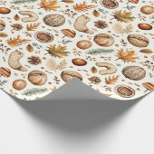 Pinda's Noten en Walnoten Vallen Bladeren Thanksgi Cadeaupapier (Hoek)