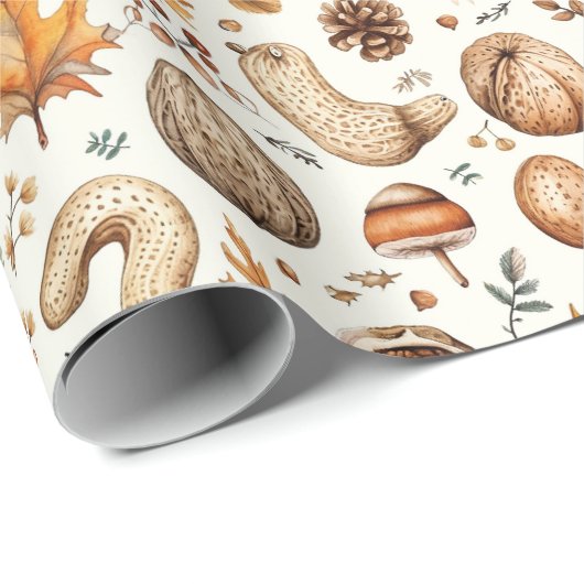Pinda's Noten en Walnoten Vallen Bladeren Thanksgi Cadeaupapier (Rol Hoek)