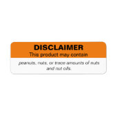 Pinda's/Nut Disclaimer verkoopend label Sticker (Voorkant)