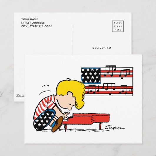 Pinda's | Patriottische Schroeder & Zijn Piano Briefkaart (Voorkant / Achterkant)