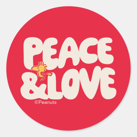 pinda's | Peace & Love Woodstock Ronde Sticker (Voorkant)