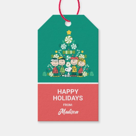 pinda's | Pepermunt kerstboom Cadeaulabel (Voorkant)