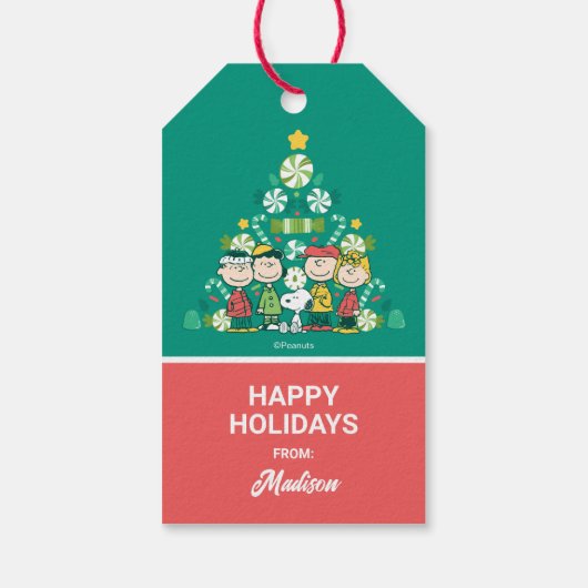 pinda's | Pepermunt kerstboom Cadeaulabel (Achterkant)