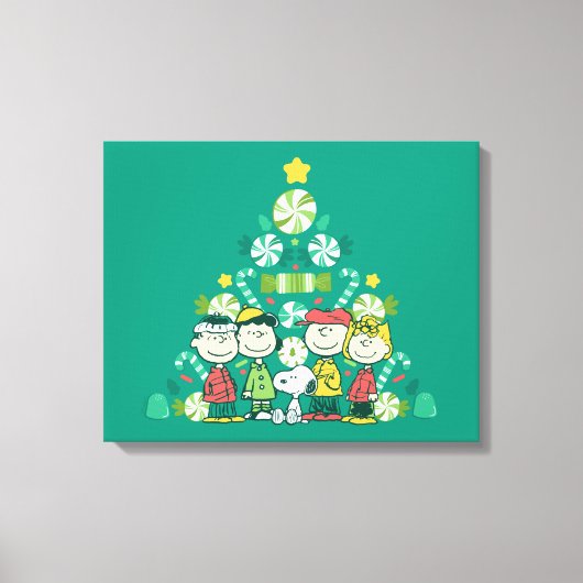 pinda's | Pepermunt kerstboom Canvas Afdruk (Voorkant)