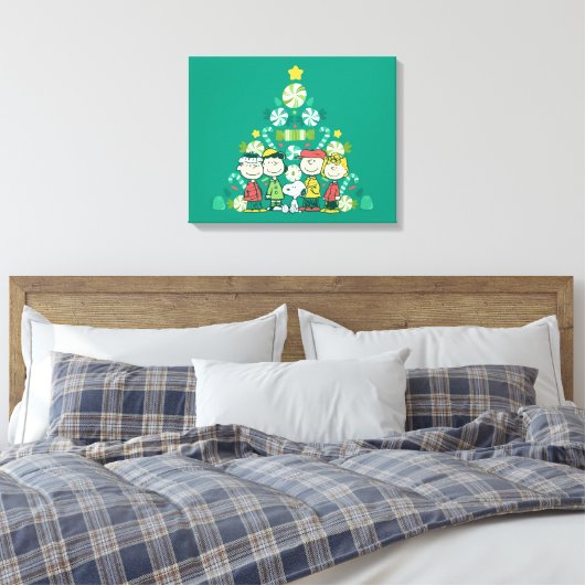 pinda's | Pepermunt kerstboom Canvas Afdruk (Insitu (Slaapkamer))