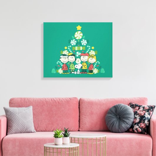 pinda's | Pepermunt kerstboom Canvas Afdruk (Insitu (Woonkamer))