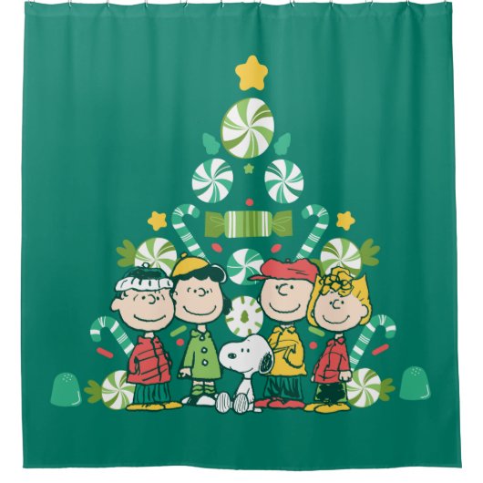 pinda's | Pepermunt kerstboom Douchegordijn (Voorkant)