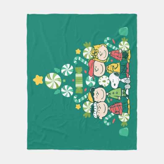 pinda's | Pepermunt kerstboom Fleece Deken (Voorkant)