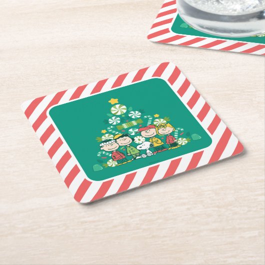 pinda's | Pepermunt kerstboom Kartonnen Onderzetters (Schuin)