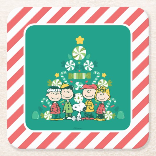 pinda's | Pepermunt kerstboom Kartonnen Onderzetters (Voorkant)