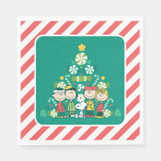 pinda's | Pepermunt kerstboom Servet (Voorkant)