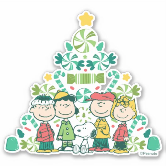 pinda's | Pepermunt kerstboom Sticker (Voorkant)