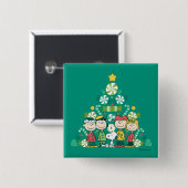 pinda's | Pepermunt kerstboom Vierkante Button 5,1 Cm (Voorkant /achterkant)